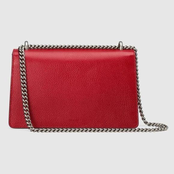 Gucci Horsebit Shoulder Bag Hibiscus Red Silver Leather - Picture 3 of 6